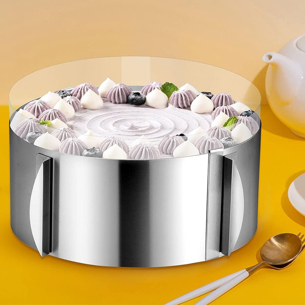 T3524- Round Stainless steel adjustable cake mold with Acetate