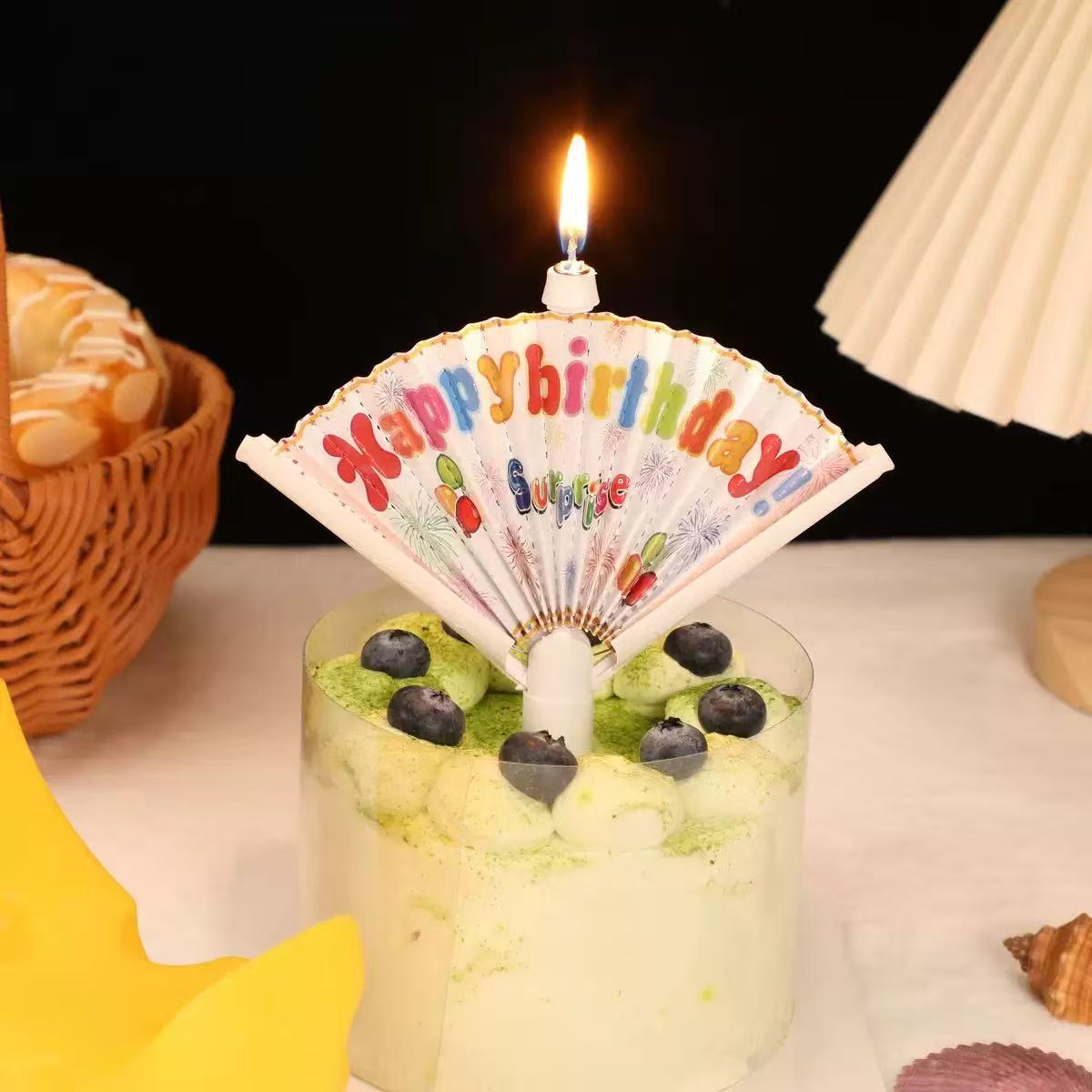 Surprise cake decorating banner candles