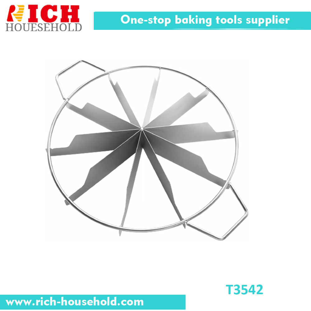 T3542-10 slice Pie Stainless Steel Cutter with 10 Equal Slices for Slicing Pies Cake Quiches Desserts